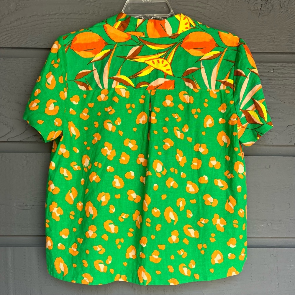 TABITHA BROWN TROPICAL PRINT SHORT SLEEVE BUTTON FRONT SHIRT BLOUSE SIZE M NEW - Picture 4 of 11